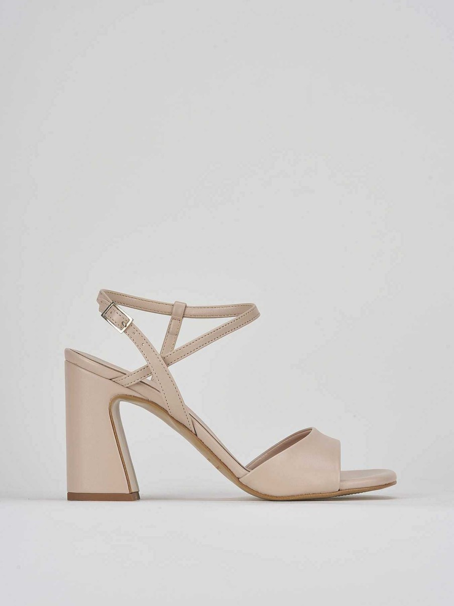 Donna Barca | Sandali Tacco Alto Tacco 7 Cm In Pelle Beige