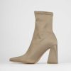 Donna Barca | Stivaletti Tacco Alto Tacco 9 Cm Tessuto Beige