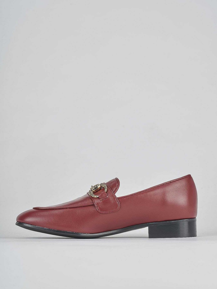 Donna Barca | Mocassino Tacco 1 Cm In Pelle Bordeaux