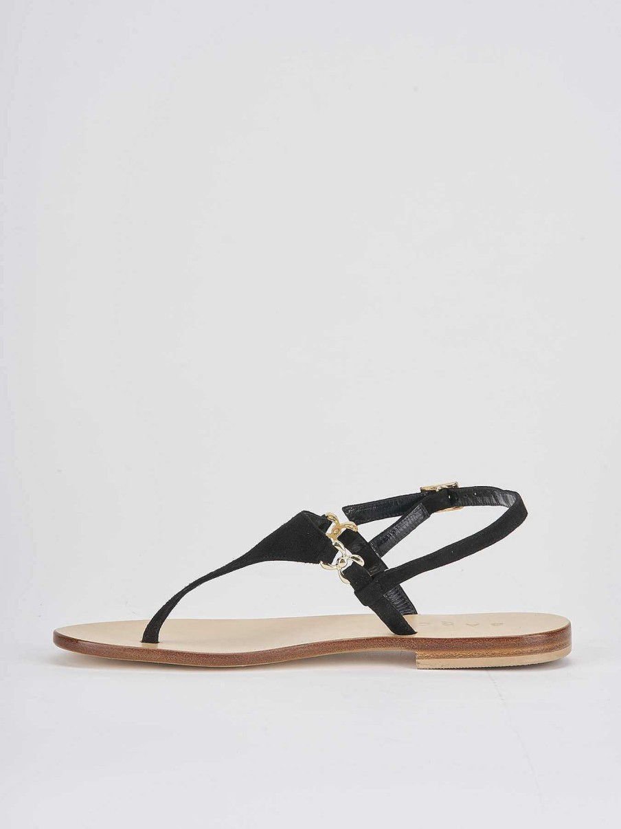 Donna Barca | Infradito Tacco 1 Cm In Camoscio Nero