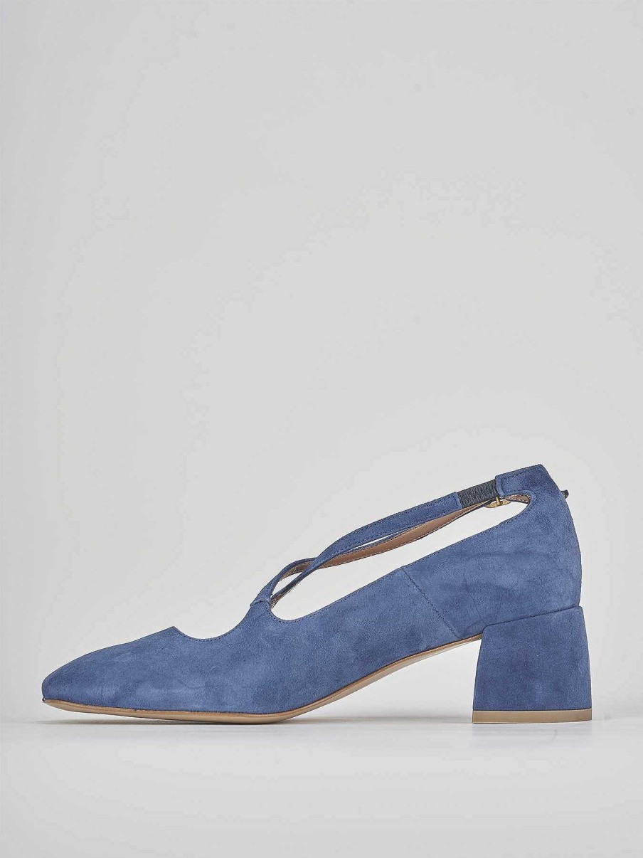 Donna Barca | Decollete Tacco 5 Cm In Camoscio Blu