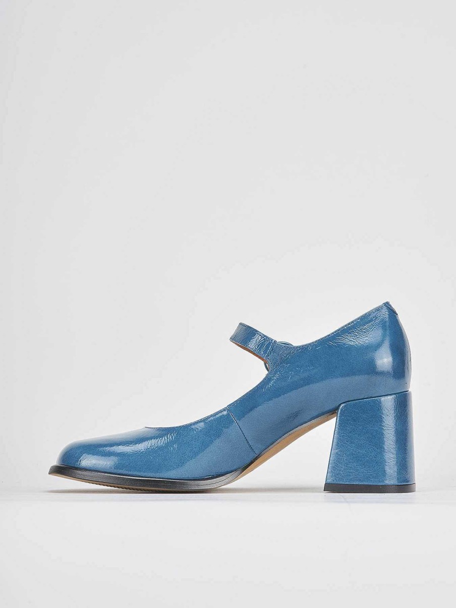 Donna Barca | Decollete Tacco 8 Cm In Vernice Blu