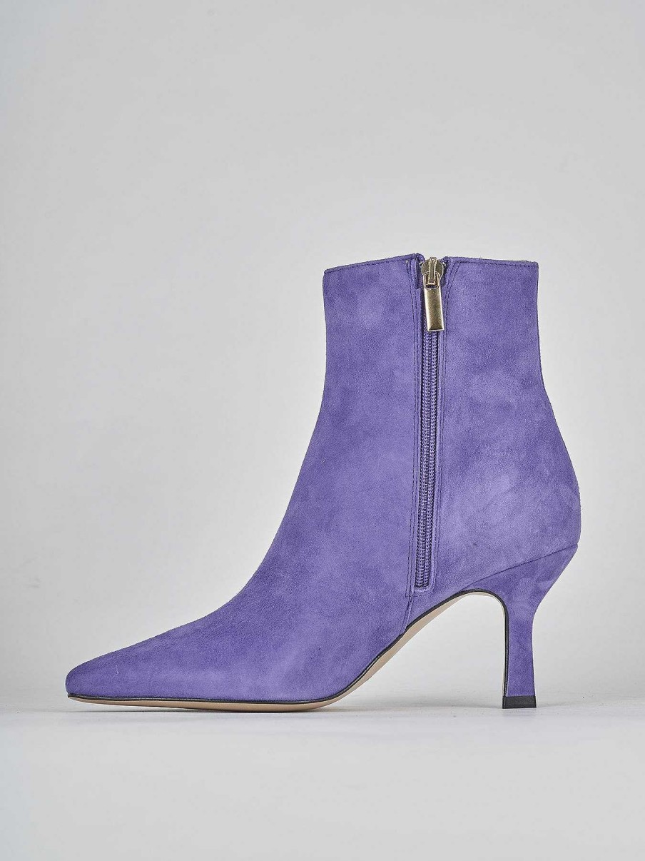 Donna Barca | Stivaletti Tacco Alto Tacco 7 Cm In Camoscio Viola