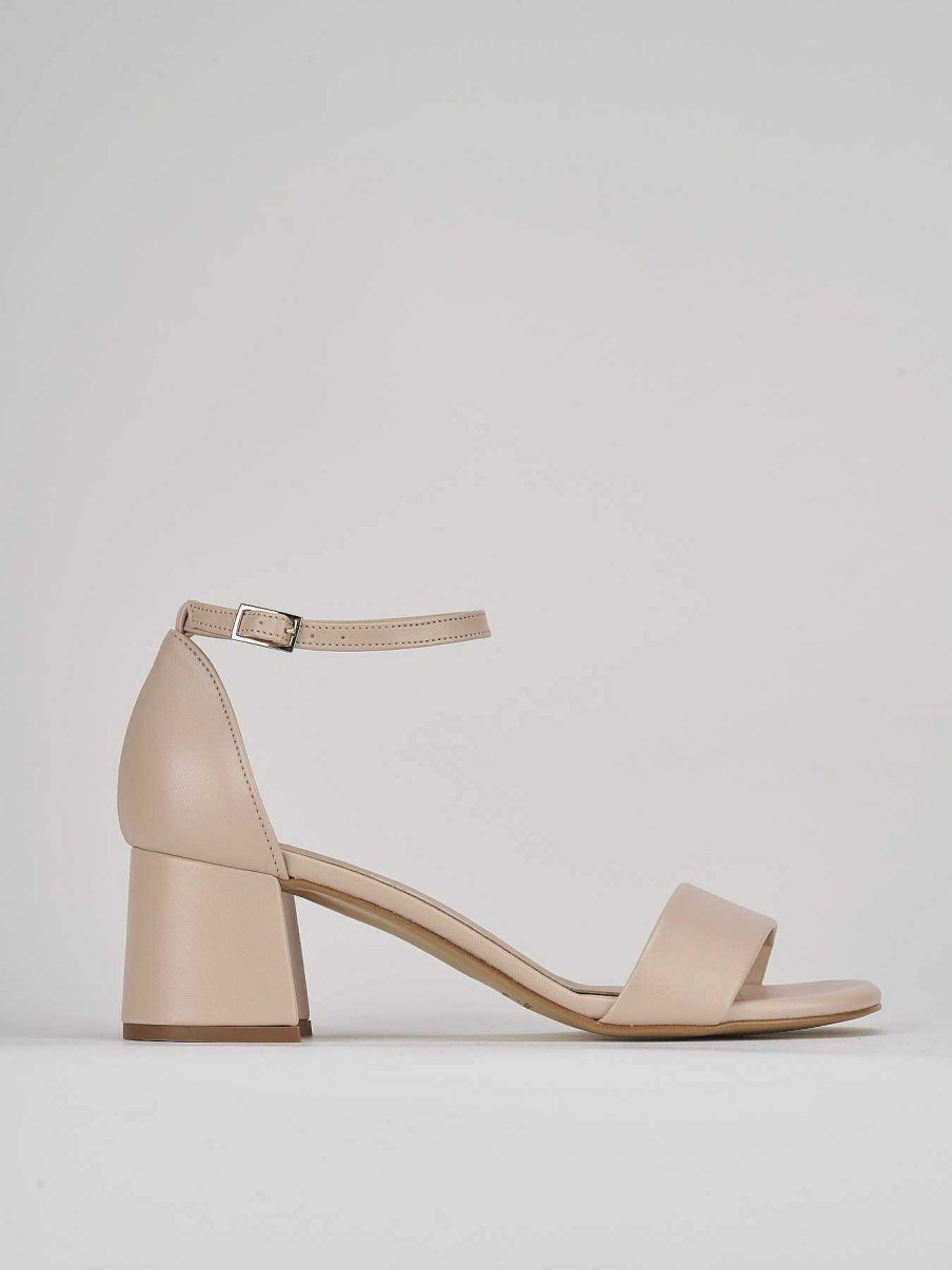 Donna Barca | Sandali Tacco Alto Tacco 6 Cm In Pelle Beige