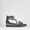 Donna Barca | Sandali Tacco Basso Tacco 1 Cm In Pelle Nera