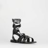 Donna Barca | Sandali Tacco Basso Tacco 1 Cm In Pelle Nera