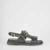 Donna Barca | Sandali Tacco Basso Tacco 1 Cm In Pelle Nera