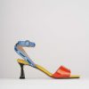 Donna Barca | Sandali Tacco Alto Tacco 5 Cm In Pelle Multicolor