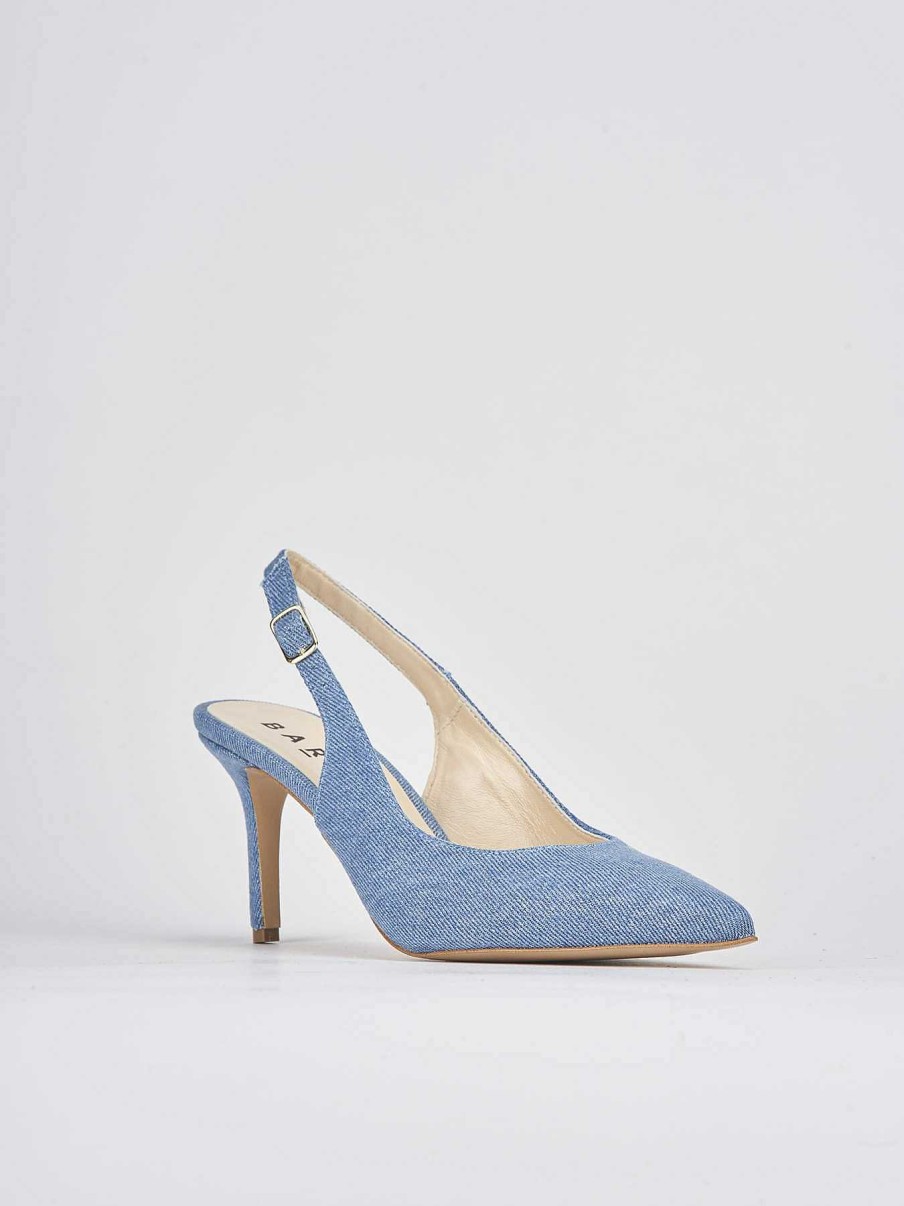 Donna Barca | Slingback Decolte Tacco 7 Cm Tessuto Jeans