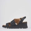 Donna Barca | Zeppa Tacco 6 Cm In Pelle Nera