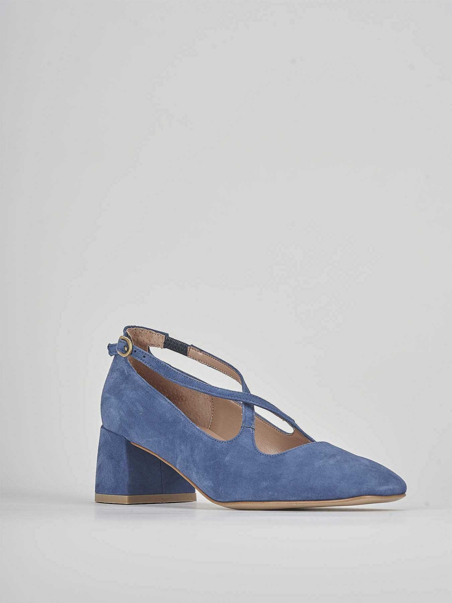 Donna Barca | Decollete Tacco 5 Cm In Camoscio Blu