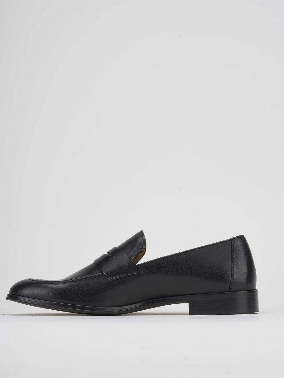 Uomo Barca | Mocassini Tacco 1 Cm In Pelle Nera