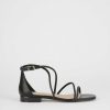 Donna Barca | Sandali Tacco Basso Tacco 1 Cm In Pelle Nera