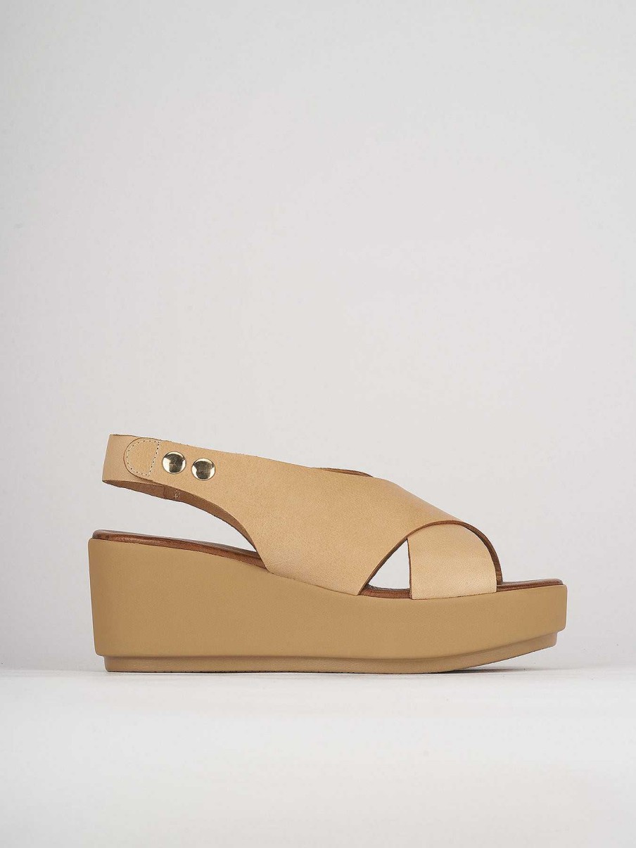 Donna Barca | Zeppa Tacco 7 Cm In Pelle Beige