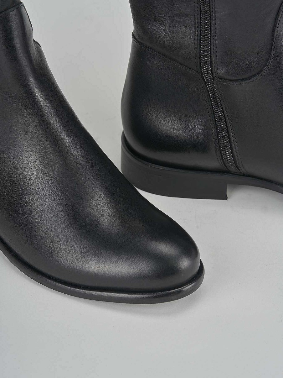 Donna Barca | Stivali Tacco Basso Tacco 2 Cm In Pelle Nera