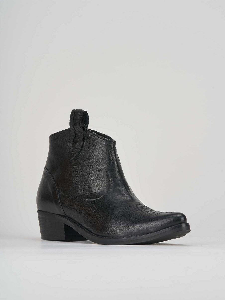 Donna Barca | Stivaletti Tacco Basso Tacco 3 Cm In Pelle Nera