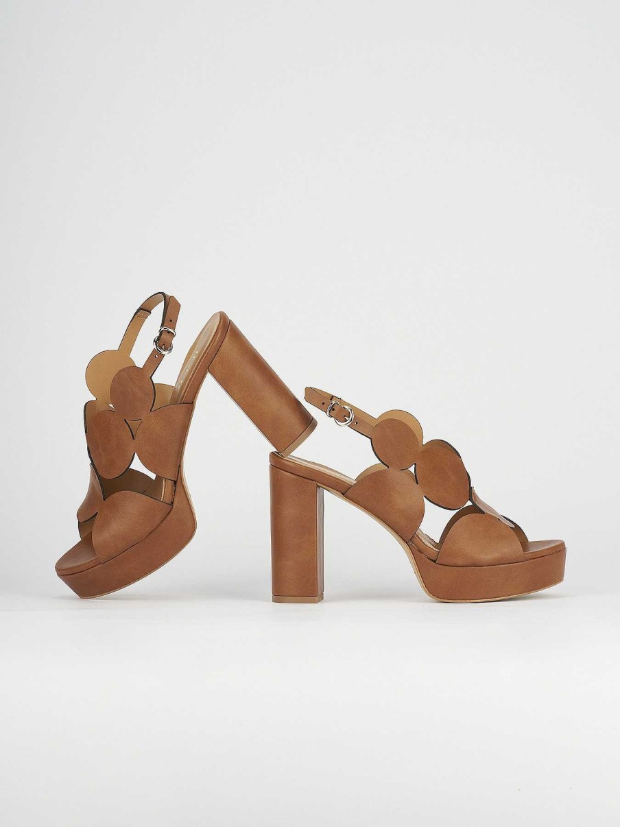 Donna Barca | Sandali Tacco Alto Tacco 9 Cm In Pelle Marrone