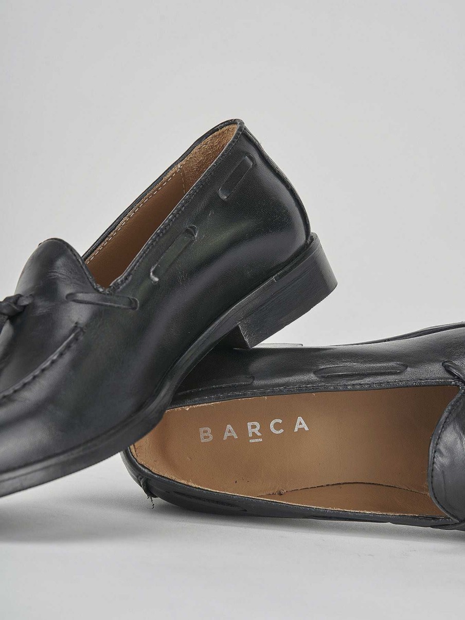 Donna Barca | Mocassini Tacco 1 Cm In Pelle Nera