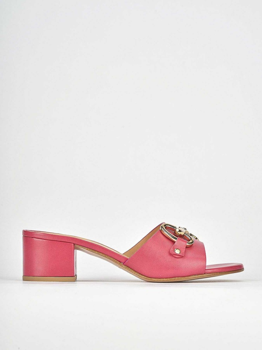 Donna Barca | Ciabatte Tacco 5 Cm In Pelle Rosa