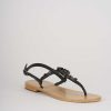 Donna Barca | Sandali Tacco Basso Tacco 1 Cm In Pelle Nera