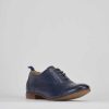 Donna Barca | Scarpe Stringate Tacco 1 Cm In Pelle Blu