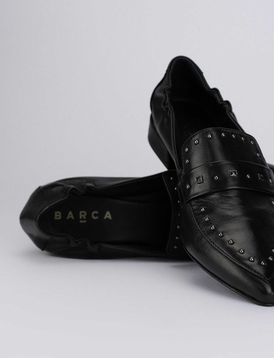 Donna Barca | Mocassini Tacco 1 Cm In Pelle Nera