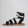 Donna Barca | Sandali Tacco Basso Tacco 1 Cm In Camoscio Nero