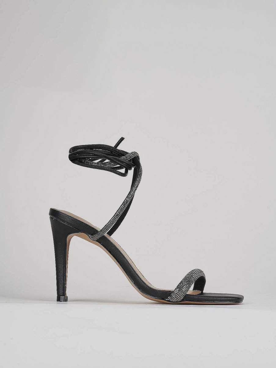 Donna Barca | Sandali Tacco Alto Tacco 9 Cm In Pelle Nera