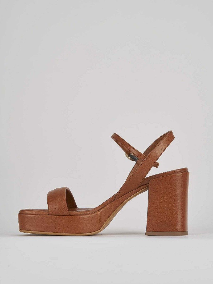 Donna Barca | Sandali Tacco Alto Tacco 8 Cm In Pelle Marrone