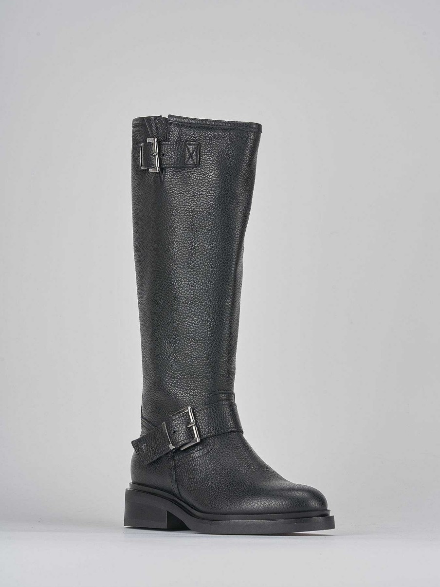 Donna Barca | Stivali Tacco 2Cm Pelle Nero