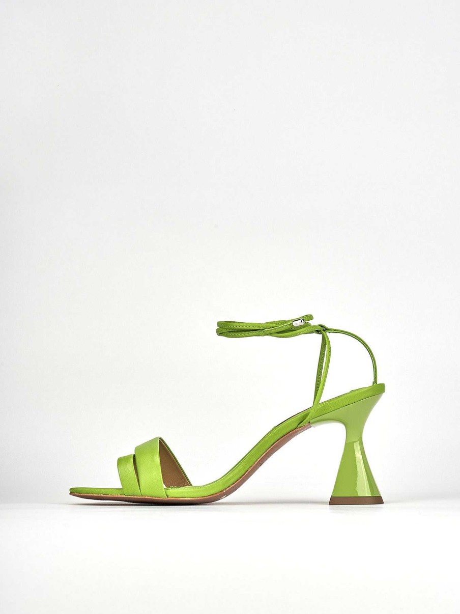 Donna Barca | Sandali Tacco Alto Tacco 8 Cm In Pelle Verde