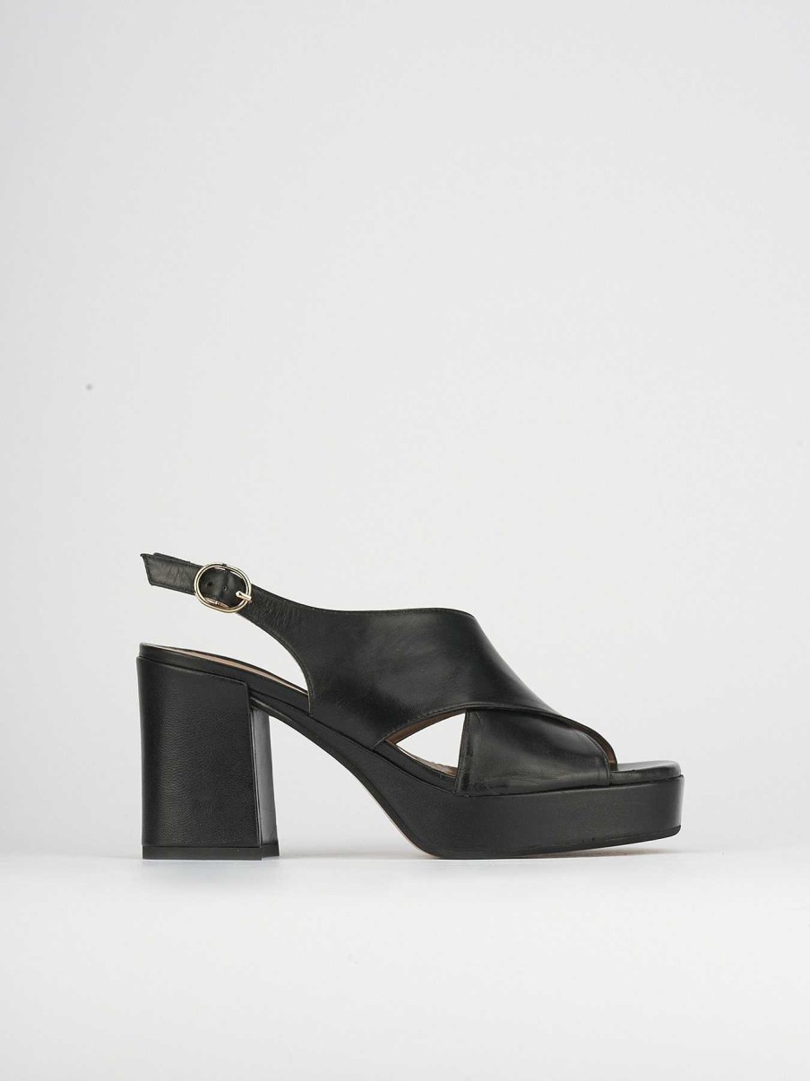 Donna Barca | Sandali Tacco Alto Tacco 9 Cm In Pelle Nera