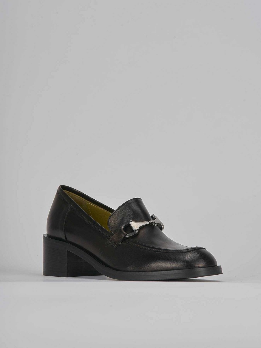 Donna Barca | Mocassini Tacco 5 Cm In Pelle Nera