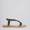 Donna Barca | Sandali Tacco Basso Tacco 1 Cm In Pelle Nera