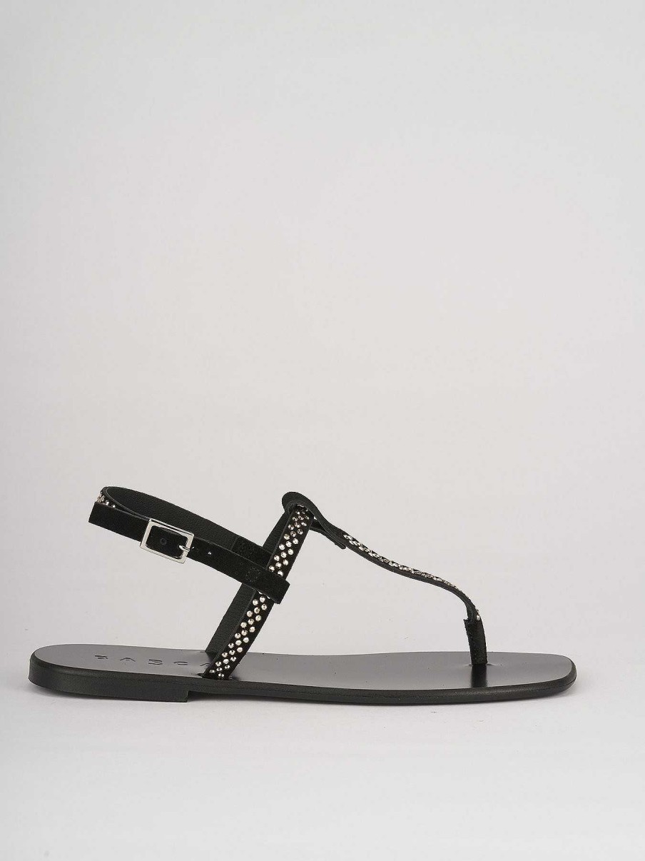 Donna Barca | Sandali Tacco Basso Tacco 1 Cm Camoscio Nero