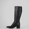 Donna Barca | Stivali Tacco Alto Tacco 5 Cm In Pelle Nera