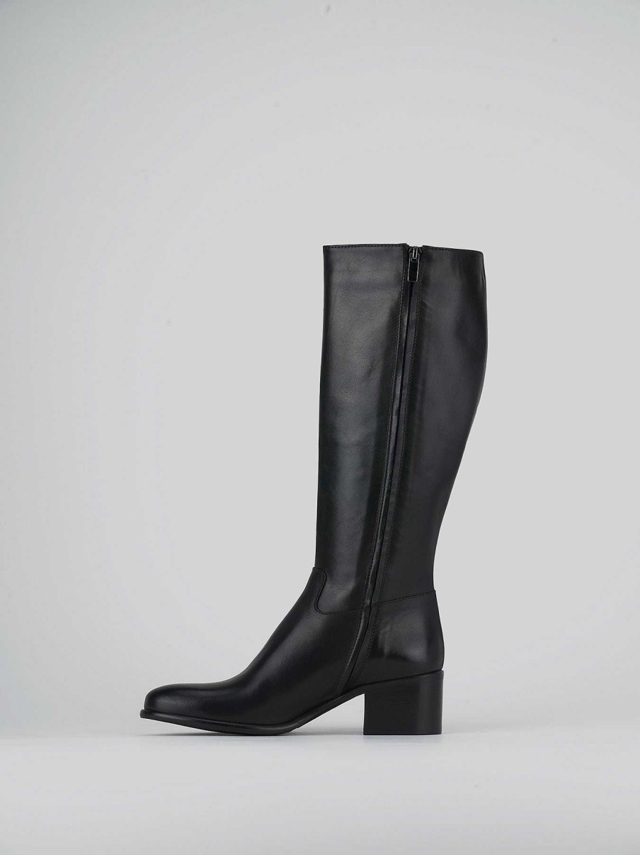 Donna Barca | Stivali Tacco Alto Tacco 5 Cm In Pelle Nera