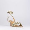 Donna Barca | Sandali Tacco Alto Tacco 5 Cm In Pelle Oro