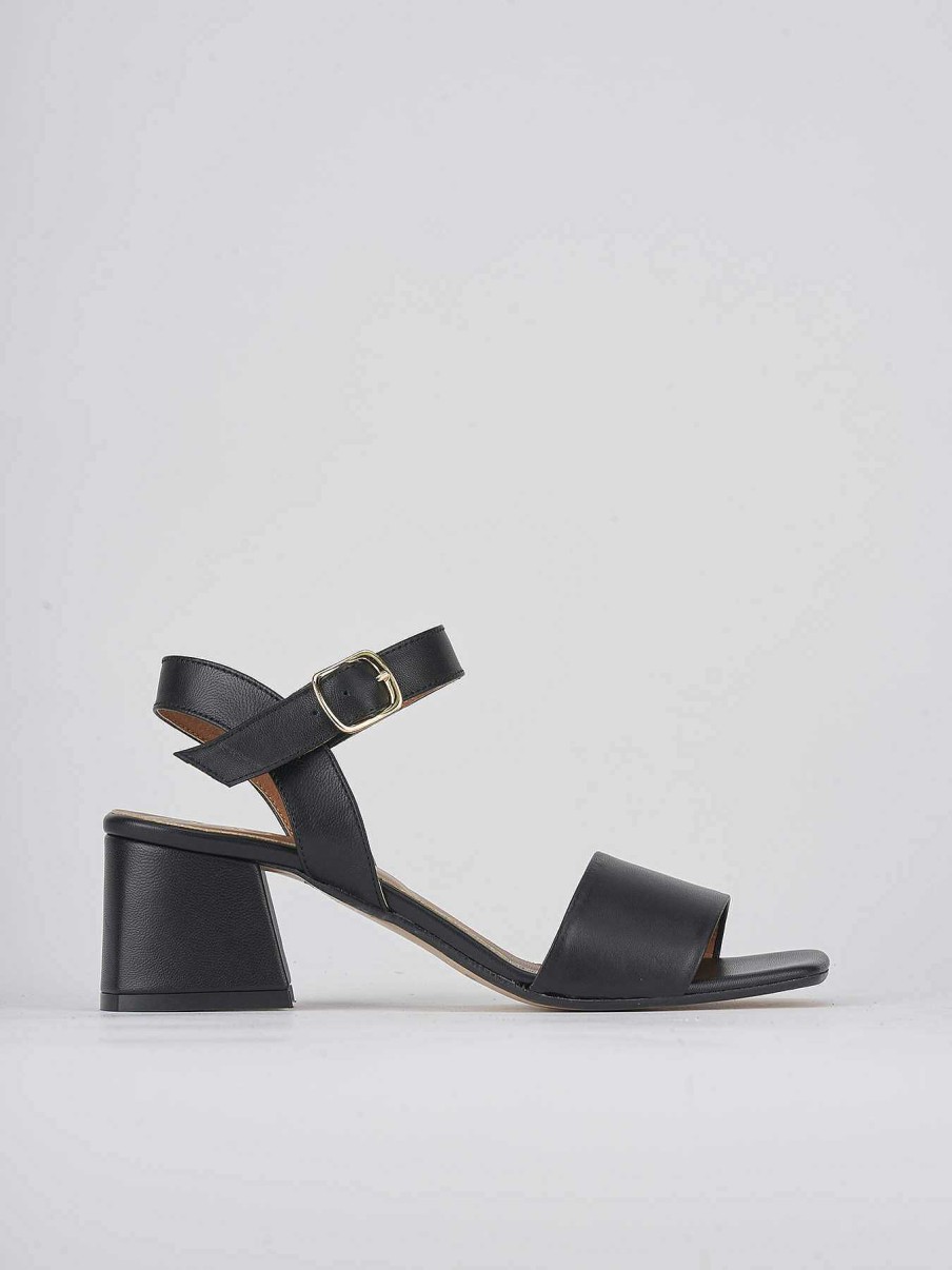 Donna Barca | Sandali Tacco Alto Tacco 5 Cm In Pelle Nera