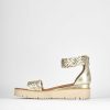 Donna Barca | Sandali Tacco Basso Tacco 1 Cm In Pelle Oro