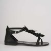 Donna Barca | Sandali Tacco Basso Tacco 1 Cm In Pelle Nera