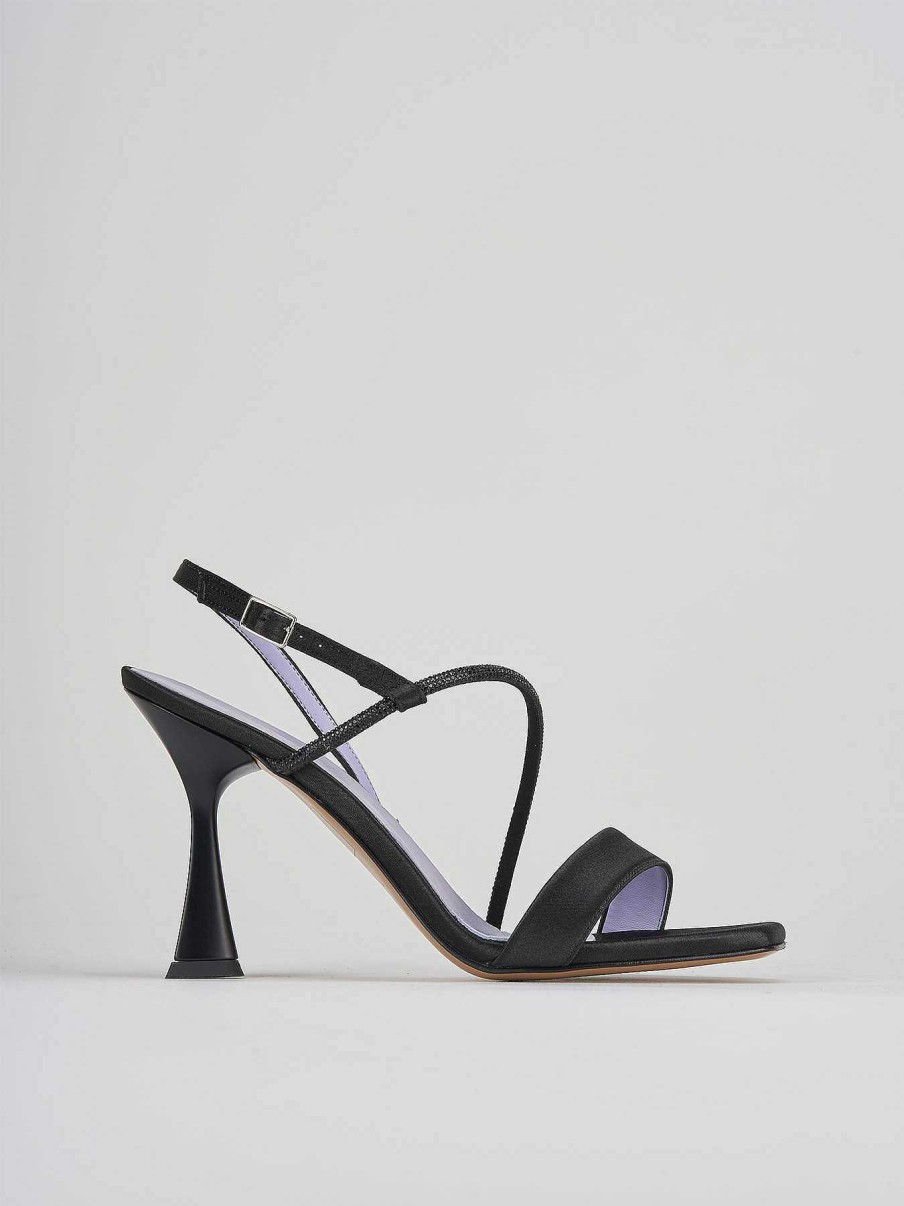 Donna Barca | Sandali Tacco Alto Tacco 9 Cm In Raso Nero