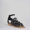 Donna Barca | Sandali Tacco Basso Tacco 1 Cm In Pelle Nera