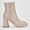 Donna Barca | Stivaletti Tacco Alto Tacco 8 Cm In Pelle Beige