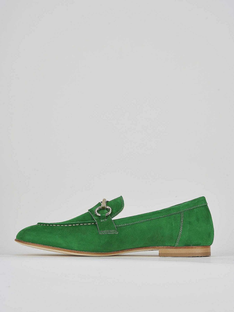 Donna Barca | Mocassino Tacco 1 Cm In Camoscio Verde