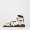 Donna Barca | Sandali Tacco Basso Tacco 1 Cm In Pelle Oro