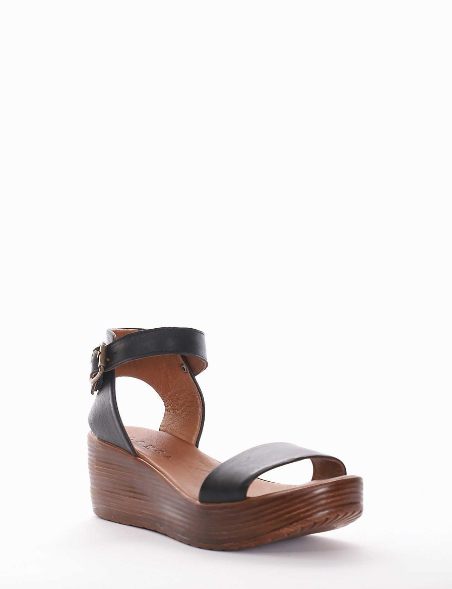 Donna Barca | Zeppa Tacco 6 Cm In Pelle Nera