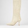 Donna Barca | Stivali Tacco Alto Tacco 7 Cm Camoscio Beige