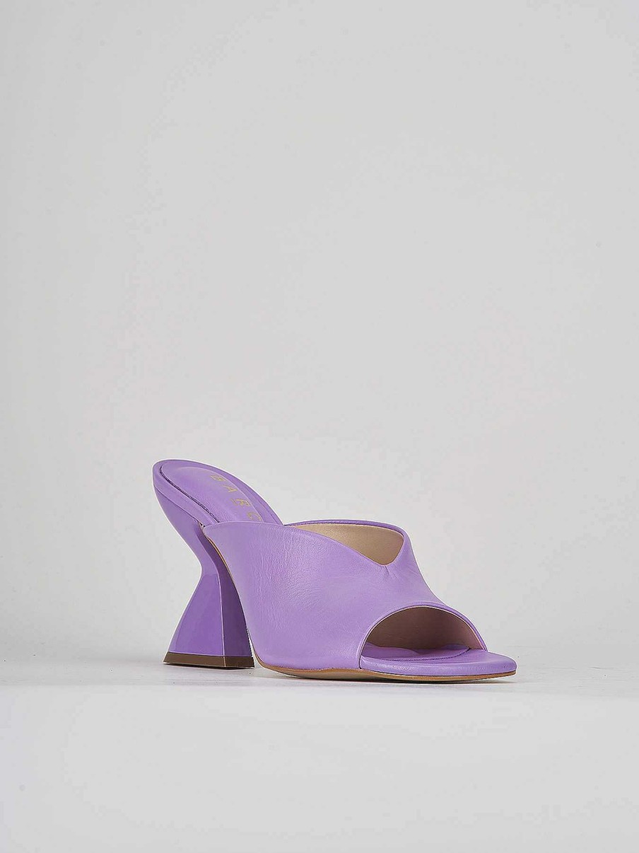 Donna Barca | Pantofole Tacco 9 Cm In Pelle Viola