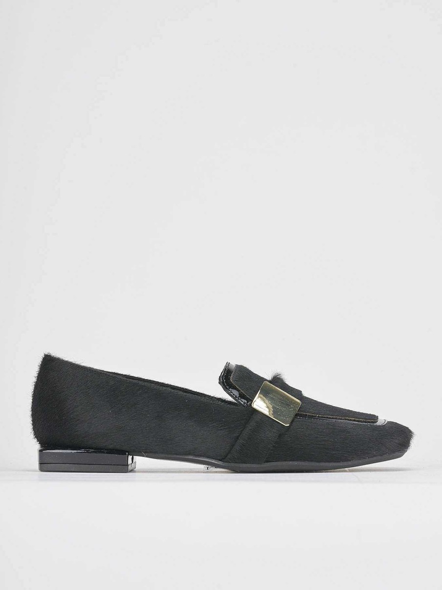 Donna Barca | Mocassini Tacco 1 Cm In Cavallino Nero